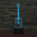 Five-string Guitar Shape 3D Colorful LED Vision Light Table Lamp, USB & Battery Version, USB & Battery Version