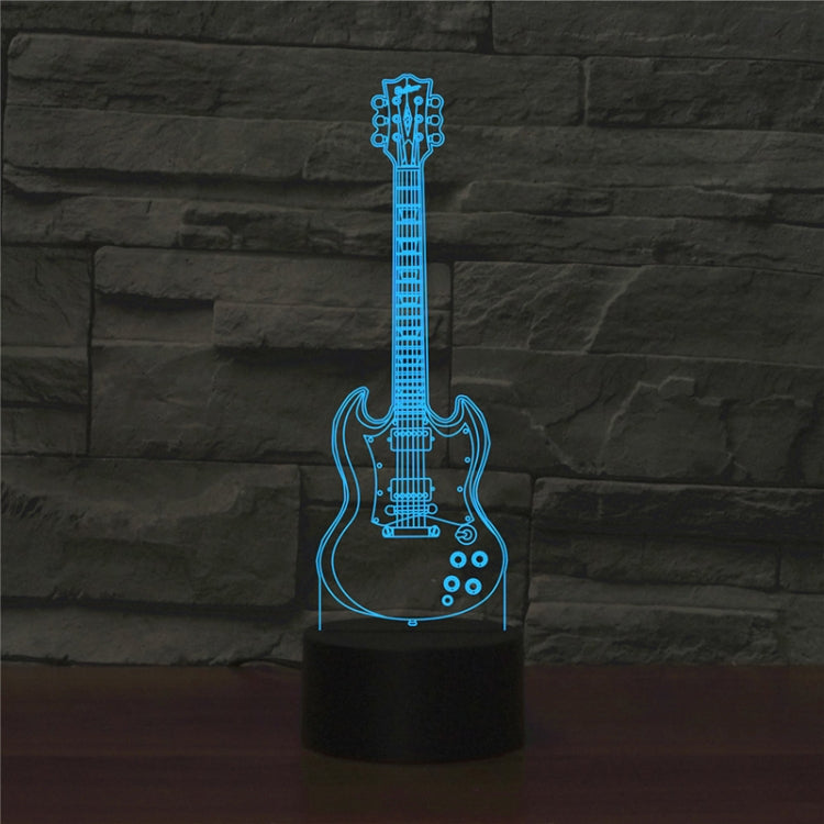 Five-string Guitar Shape 3D Colorful LED Vision Light Table Lamp, USB & Battery Version, USB & Battery Version