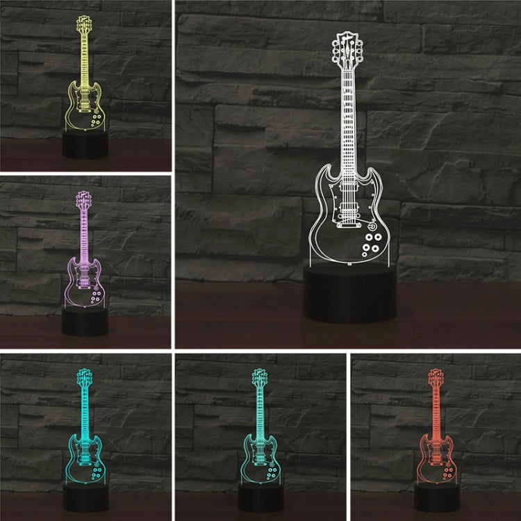 Five-string Guitar Shape 3D Colorful LED Vision Light Table Lamp, USB & Battery Version, USB & Battery Version