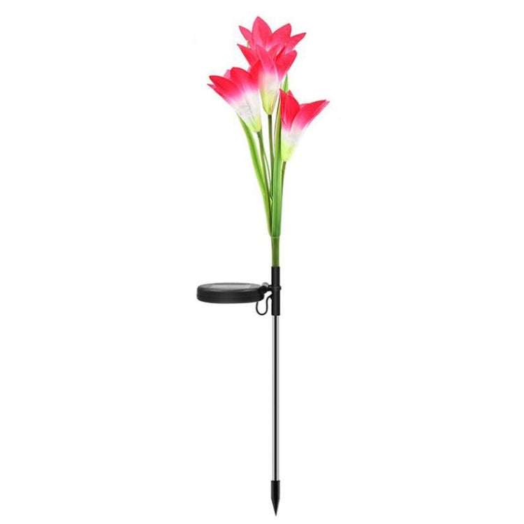 Simulated Lily Flower 4 Heads Solar Powered Outdoor IP55 Waterproof LED Decorative Lawn Lamp, White Light, White Light