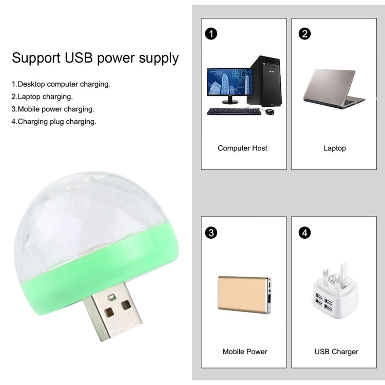 4W RGB Mini Magic Ball LED Stage Lamp with DC 5.5x2.5/2.1mm Female to USB Female Connector Cable
