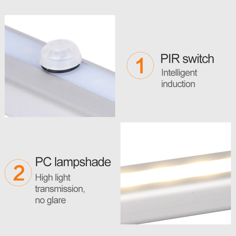 2.8W 60 LEDs Warm White Wide Screen Intelligent Human Body Sensor Light LED Corridor Cabinet Light, USB Charging Version