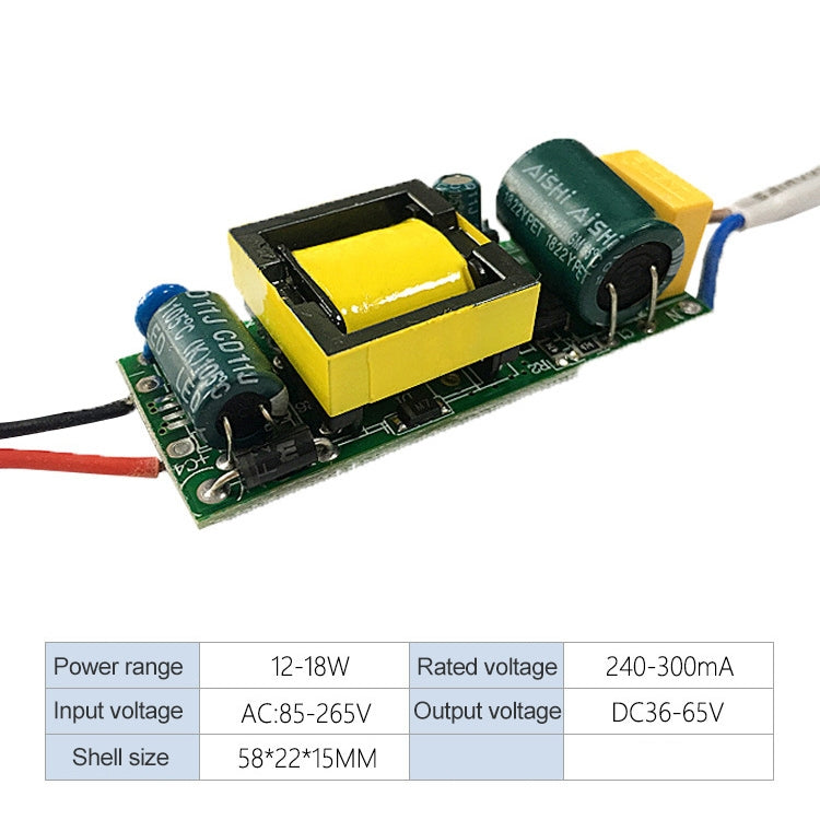 12-18W LED Driver Adapter Isolated Power Supply AC 85-265V to DC 36-65V