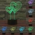 7 Color Discoloration Creative Visual Stereo Lamp Desk Lamp Night Light, Double Heart Balloon Style