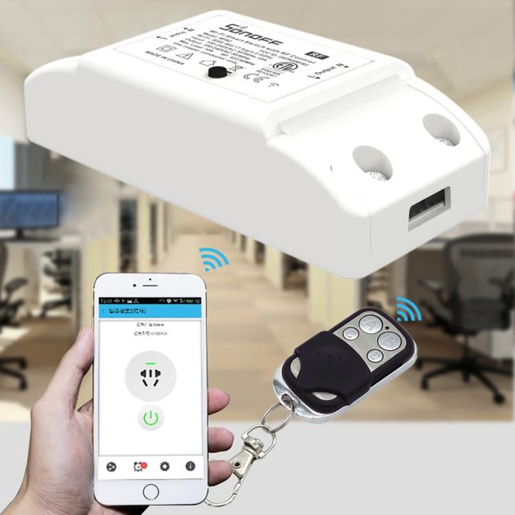 Sonoff 433MHz DIY WiFi Smart Wireless Remote Control Timer Module Power Switch with 4-keys Remote Control for Smart Home, Support iOS and Android, 433MHz with Remote Control
