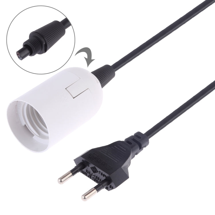 E27 Wire Cap Lamp Holder Chandelier Power Socket with 1.5m Extension Cable, EU Plug(White)