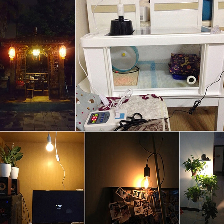 E27 Wire Cap Lamp Holder Chandelier Power Socket with 1.5m Extension Cable, EU Plug(White)