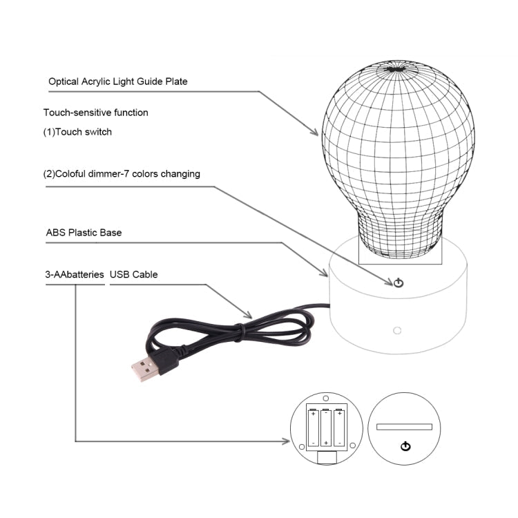 7 Color Discoloration Creative Visual Stereo Lamp Desk Lamp Night Light, Balloon Style