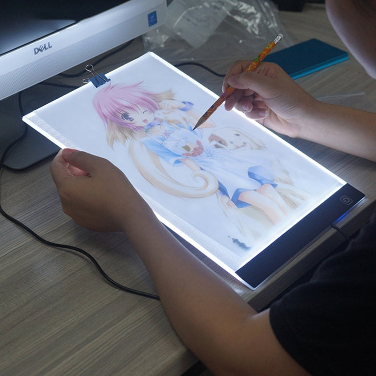Ultra-thin A4 Size Portable USB LED Artcraft Tracing Light Box Copy Board Brightness Control for Artists Drawing Sketching Animation and X-ray Viewing, Brightness Control No Charger