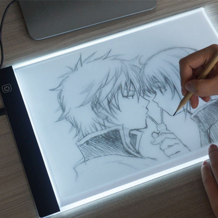 Ultra-thin A4 Size Portable USB LED Artcraft Tracing Light Box Copy Board Brightness Control for Artists Drawing Sketching Animation and X-ray Viewing, Brightness Control No Charger
