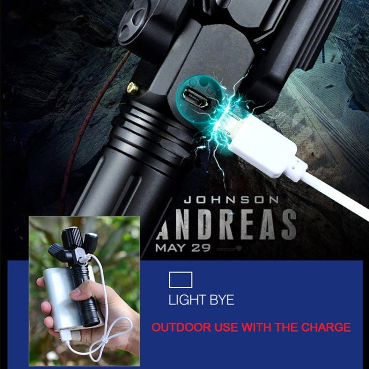 KS-737 USB Charging Waterproof T6+XPE Zoomable LED Flashlight with 4-Modes