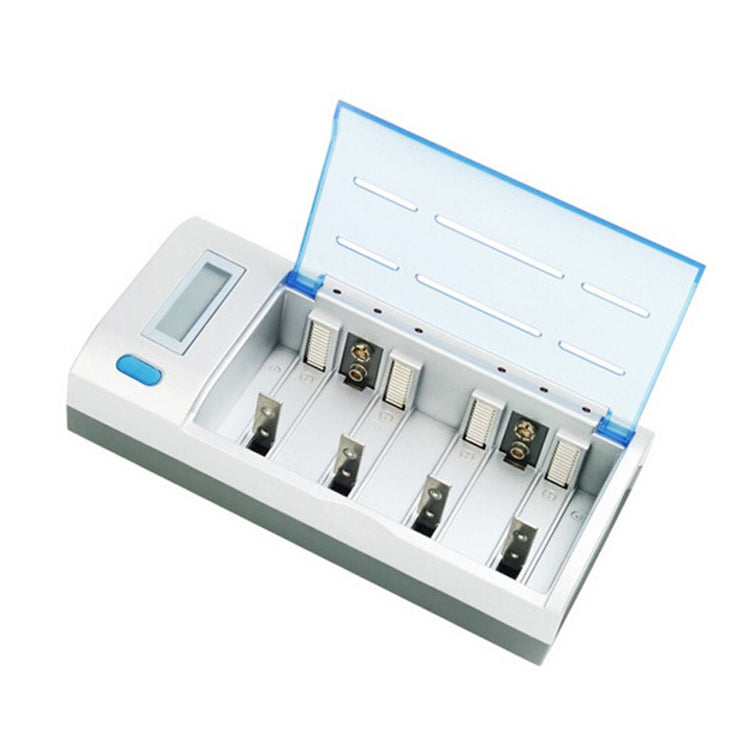 AC 100-240V 4 Slot Battery Charger for AA & AAA & C / D Size Battery, with LCD Display, UK Plug