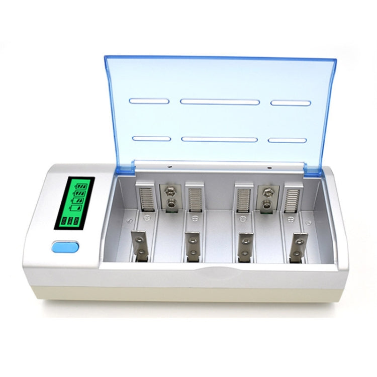 AC 100-240V 4 Slot Battery Charger for AA & AAA & C / D Size Battery, with LCD Display, UK Plug