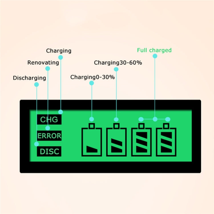 AC 100-240V 4 Slot Battery Charger for AA & AAA & C / D Size Battery, with LCD Display, UK Plug