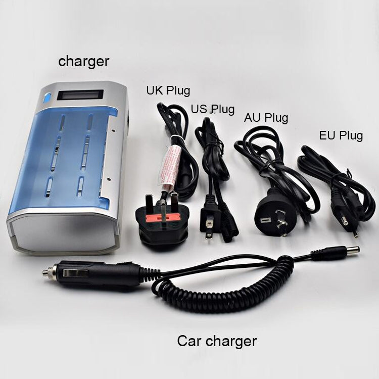 AC 100-240V 4 Slot Battery Charger for AA & AAA & C / D Size Battery, with LCD Display, UK Plug
