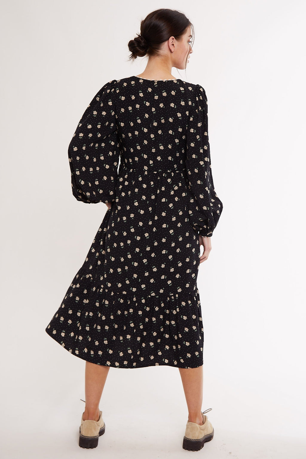 Louche Lilianne Anemone Print Mini Tiered Long Sleeve Dress
