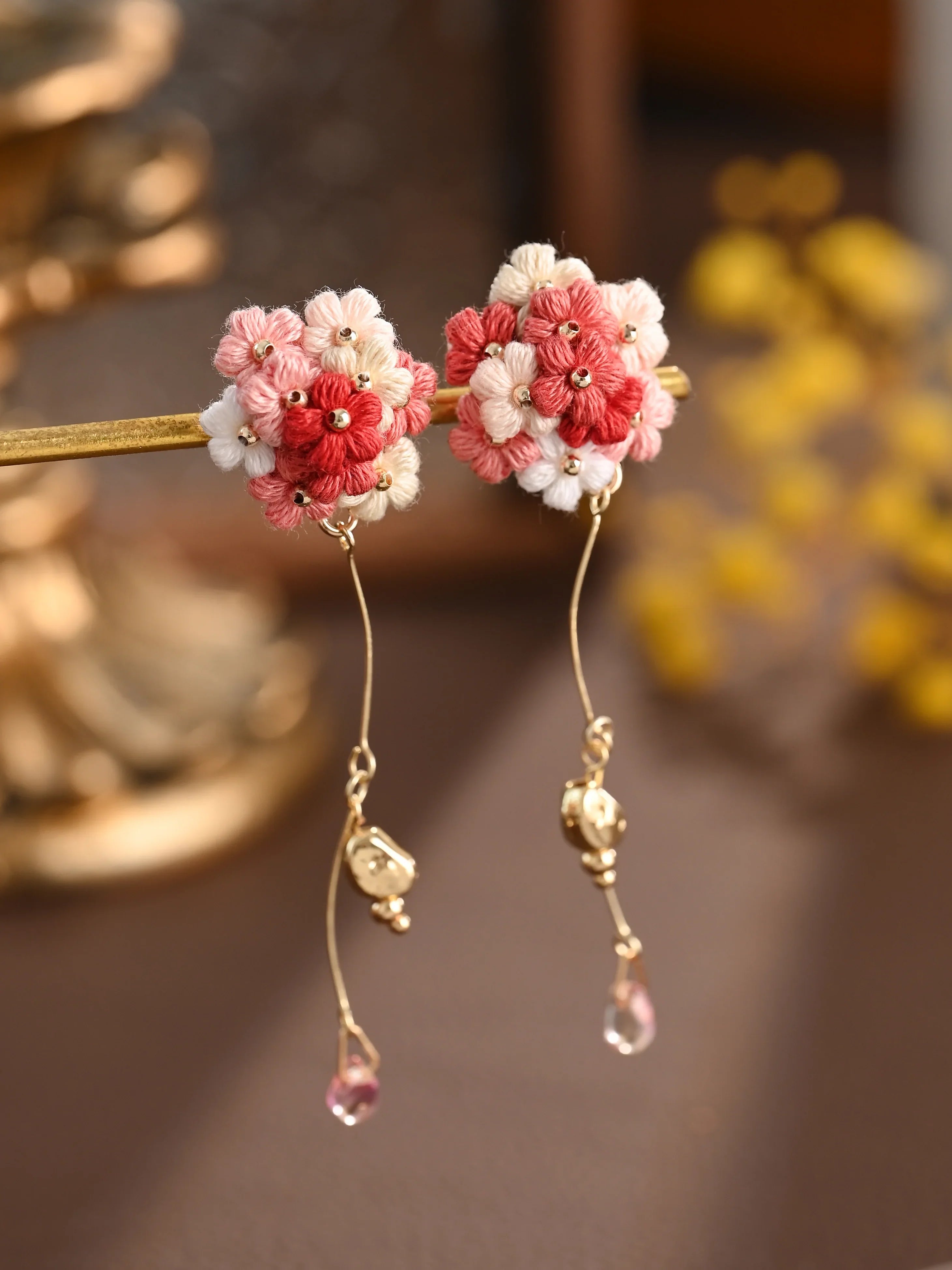 Blushing Bouquet Micro-Crochet Earrings