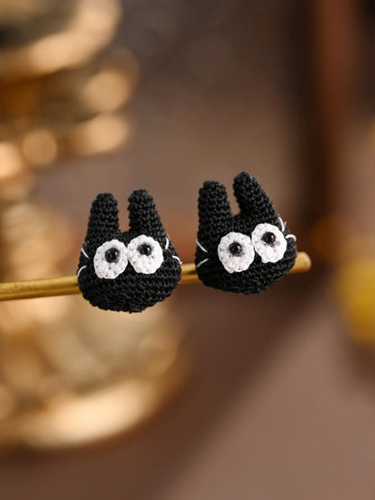 Black Cat Micro Earrings