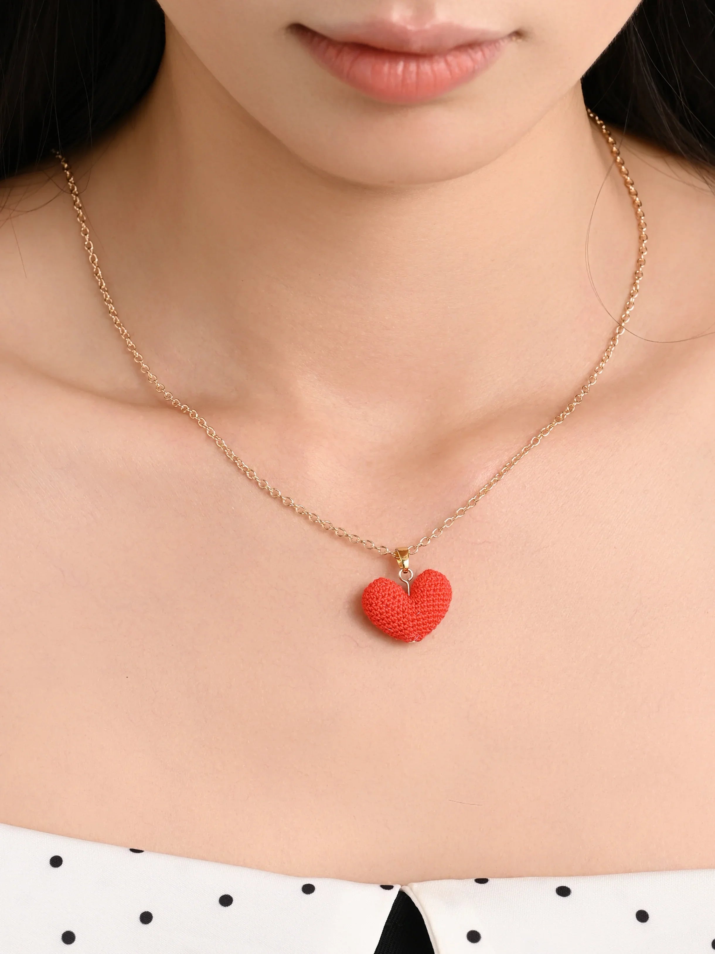 Sweetheart Micro Crochet Pendant Necklace