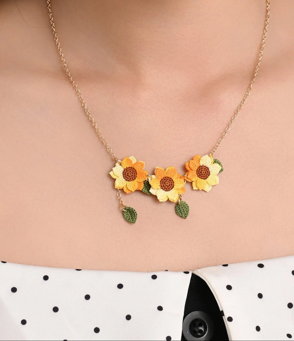 Triple Sunflower Necklace