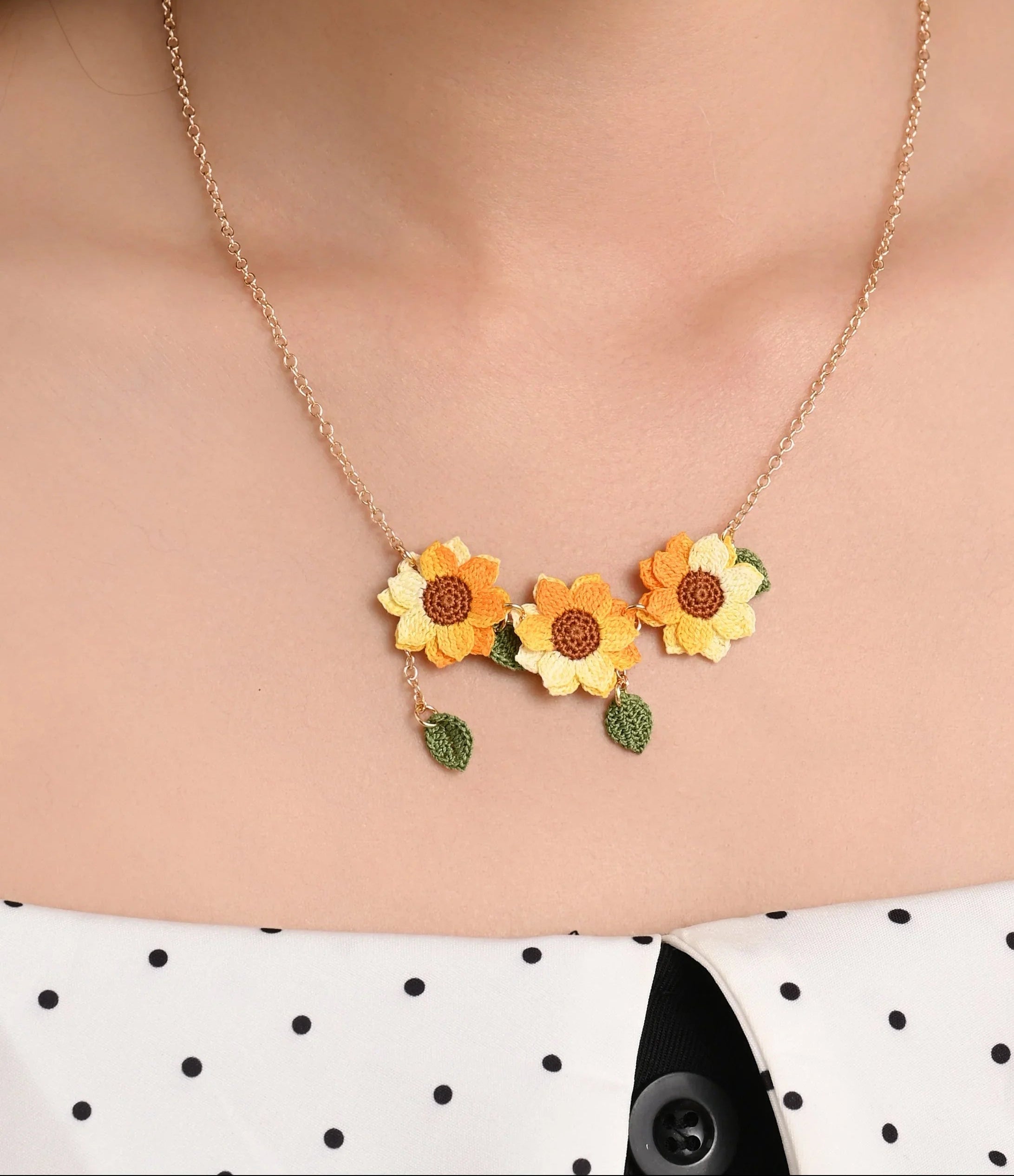 Triple Sunflower Necklace