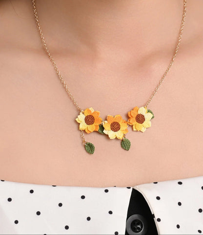 Triple Sunflower Necklace