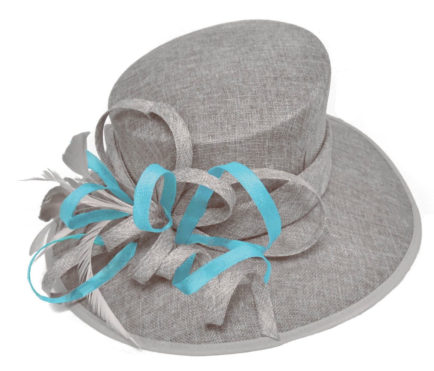 Silver Grey Light Blue  Large Queen Brim Hat Occasion Hatinator Fascinator Weddings Formal