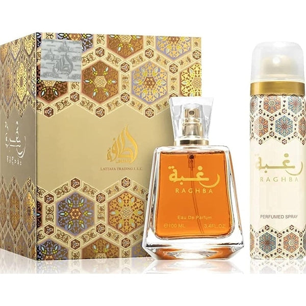 Lattafa Perfumes Raghba Gift Set 100ml EDP + 50ml Deodorant Spray