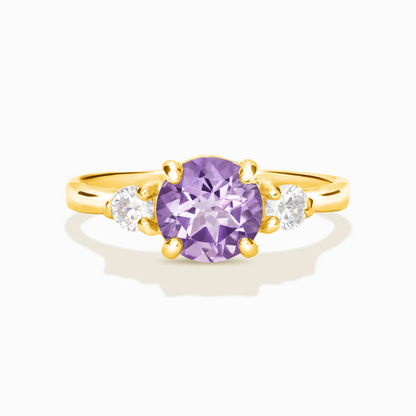 Lavender Amethyst Three Stone Ring in 18k Gold Vermeil