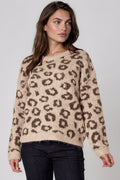 Beige Leopard Pattern Wool‑Blend Knit Jumper