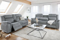 Linden Grey Power Recliner Sofa Set: 3+2 Seater with USB, Storage, Cupholders