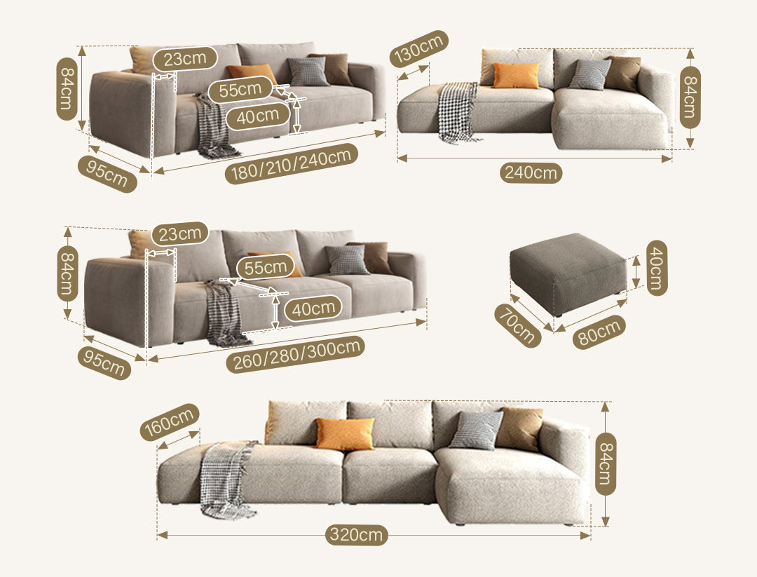 Lionel Three Seater Sofa, Linen