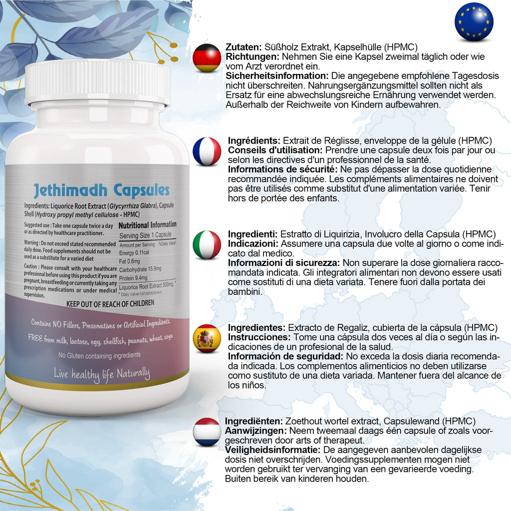 Ayushya Liquorice Capsules (Mulethi) Throat & Digestive Comfort Support - Vegan, Gluten Free, Non-GMO, 60 Capsules