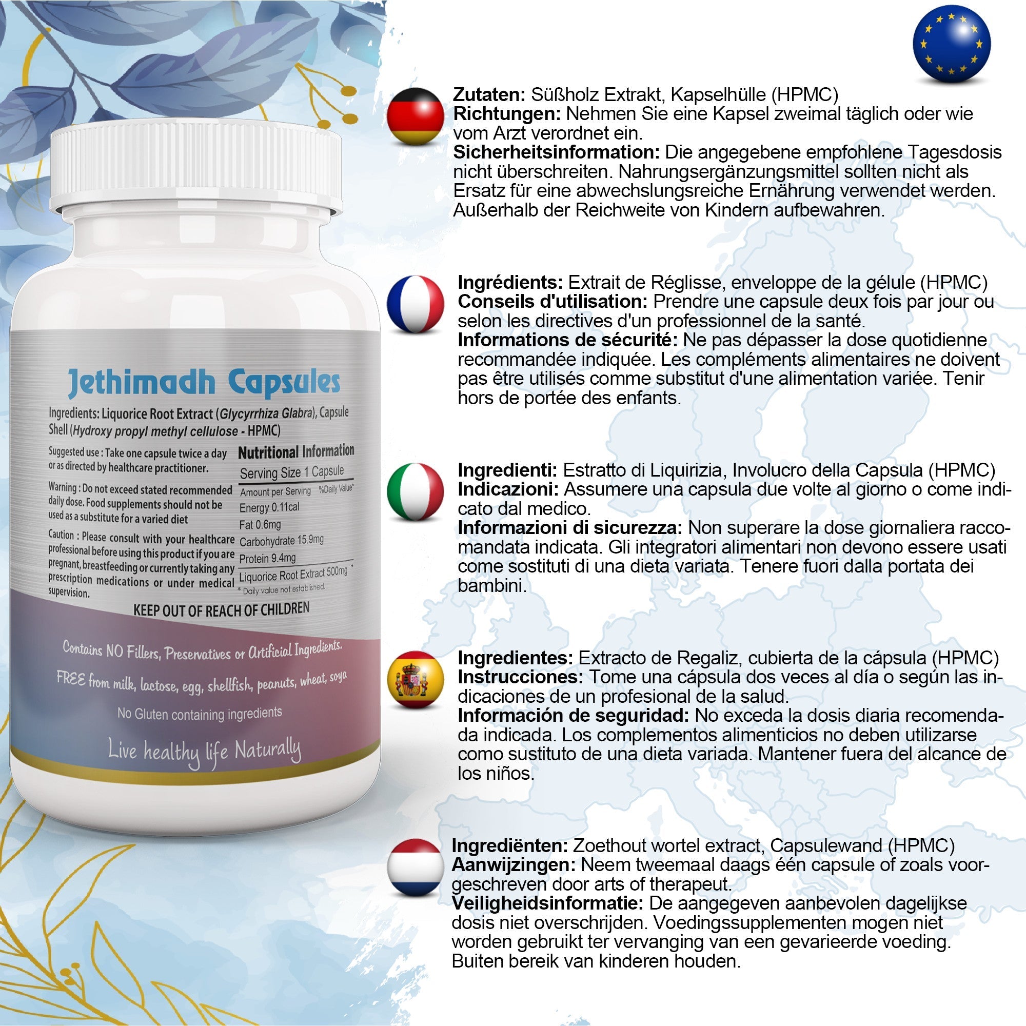 Ayushya Liquorice Capsules (Mulethi) Throat & Digestive Comfort Support - Vegan, Gluten Free, Non-GMO, 60 Capsules