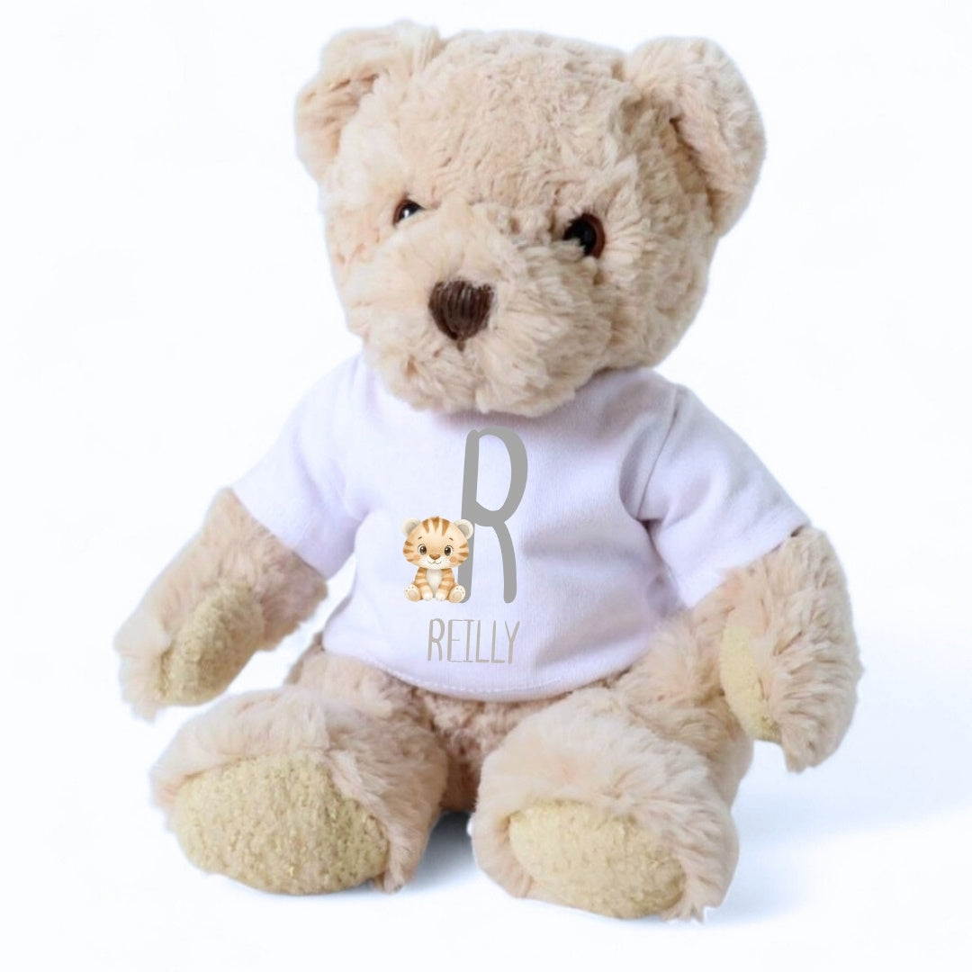 Personalised Luxury Teddy Bear with Little Tiger Name T-Shirt