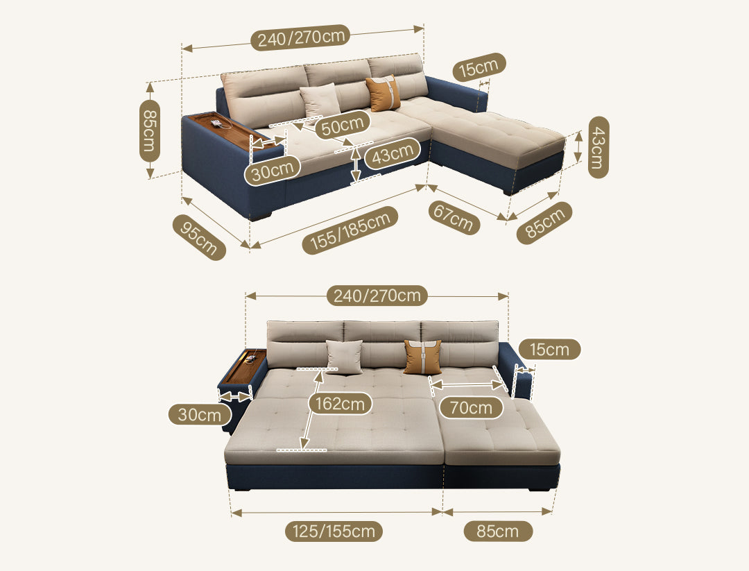 Lobo Sectional Sofa With Storage, Chaise Lounge Sofa Bed