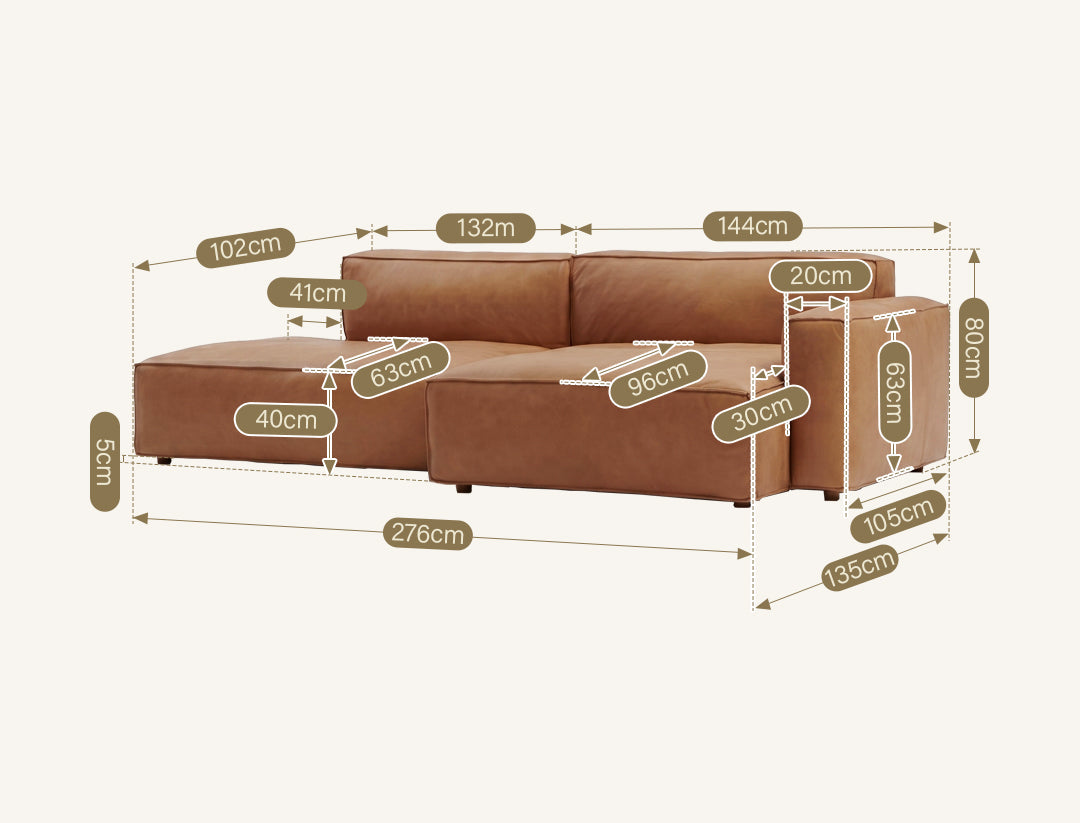 Lucian Four Seater Coner Sofa, Modular Sofa, Real Leather