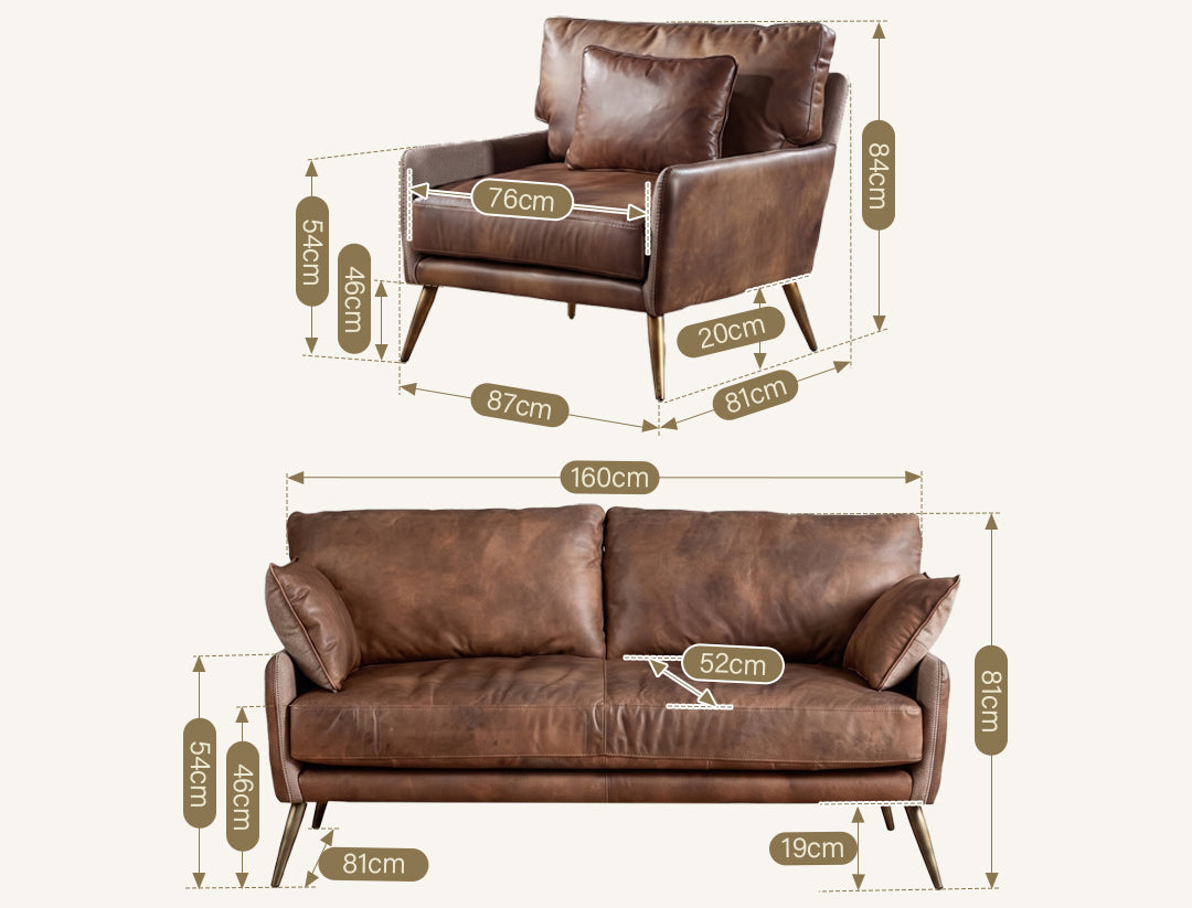 Luna Three Seaters Sofa, Three Seater Corner Sofa, Real Leather