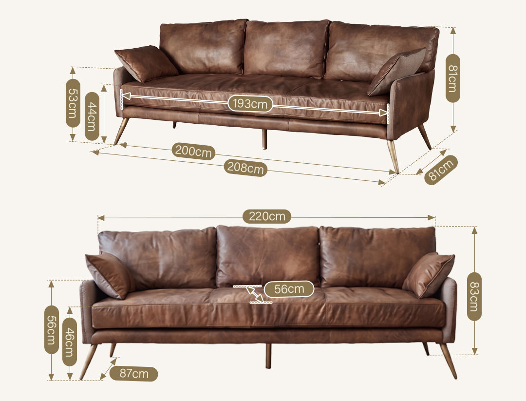 Luna Three Seaters Sofa, Three Seater Corner Sofa, Real Leather