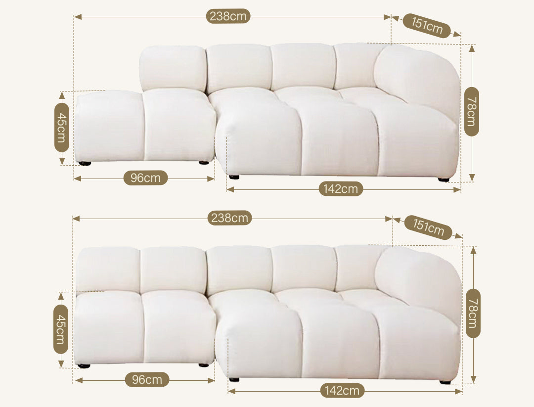Lysander Velvet Module Three Seater, Four Seater, Five Seater Sofa, Corner Sofa, White