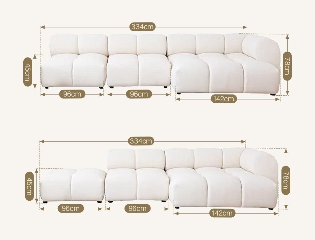 Lysander Velvet Module Three Seater, Four Seater, Five Seater Sofa, Corner Sofa, White