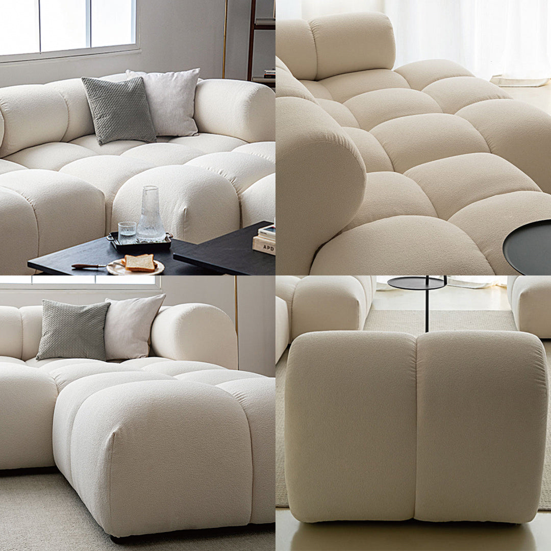 Lysander Velvet Module Three Seater, Four Seater, Five Seater Sofa, Corner Sofa, White