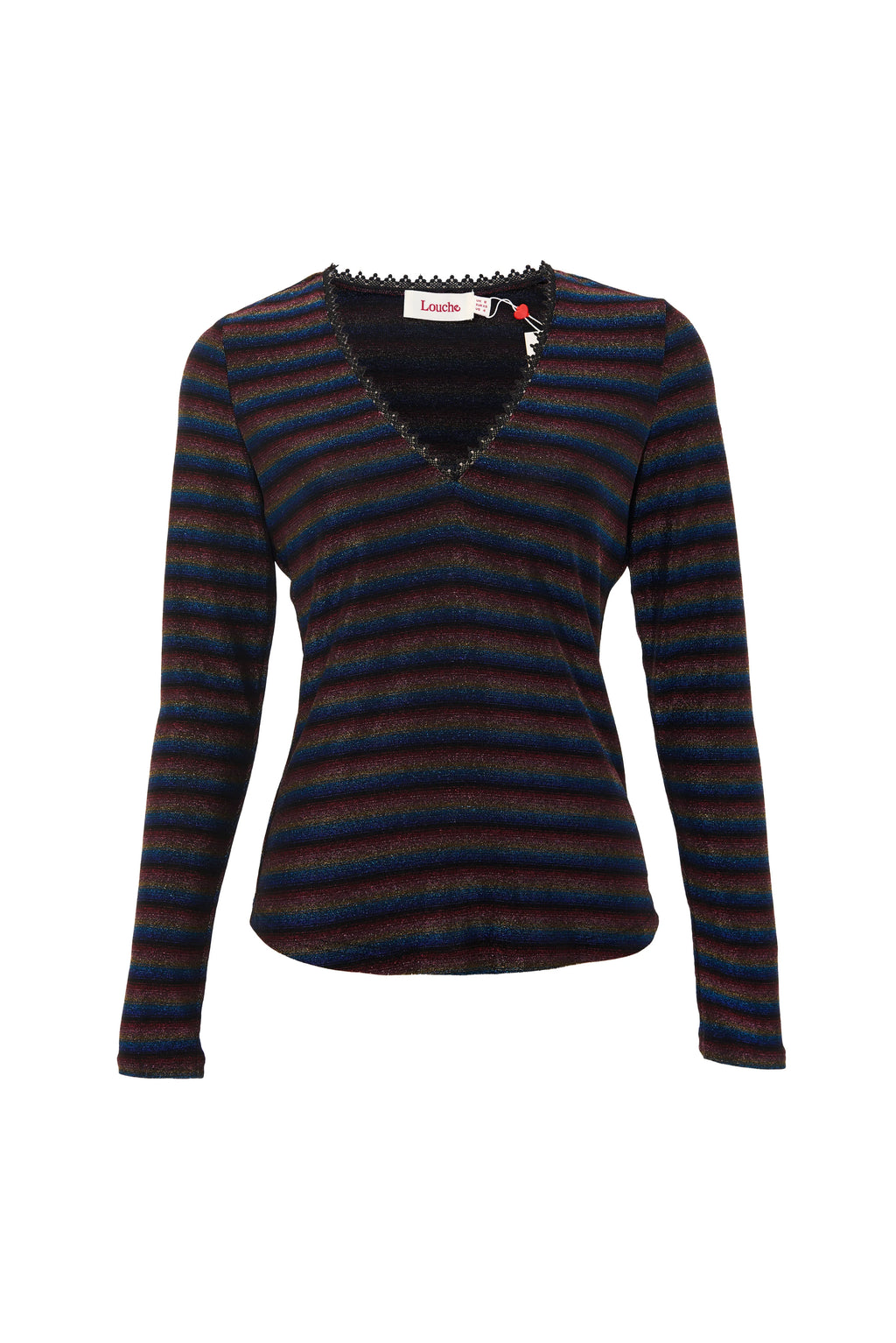 Maeko Sparkle Stripe V-Neck Top - Gold