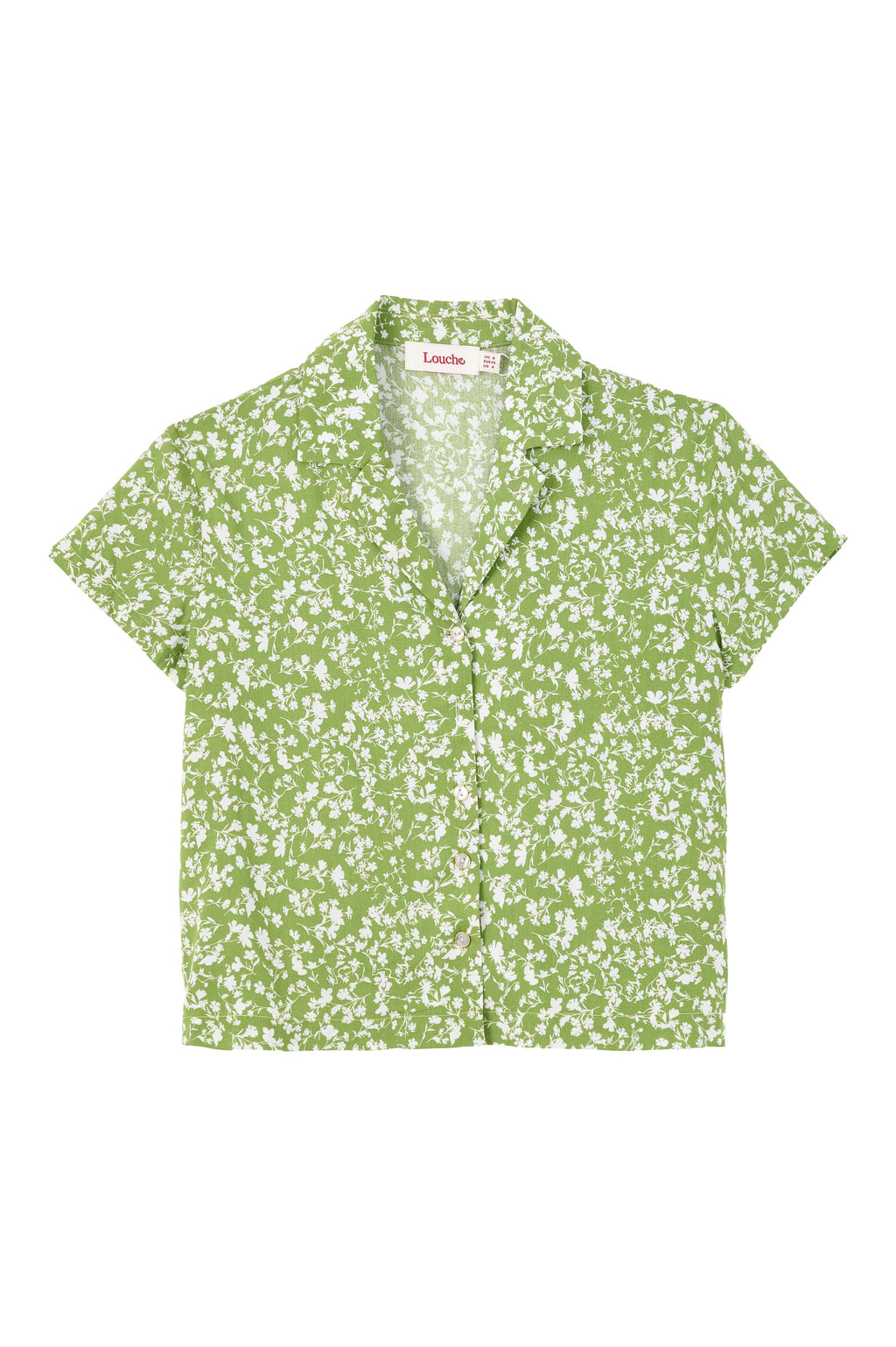 Marika Negative Floral Print Short Sleeve Shirt - Green
