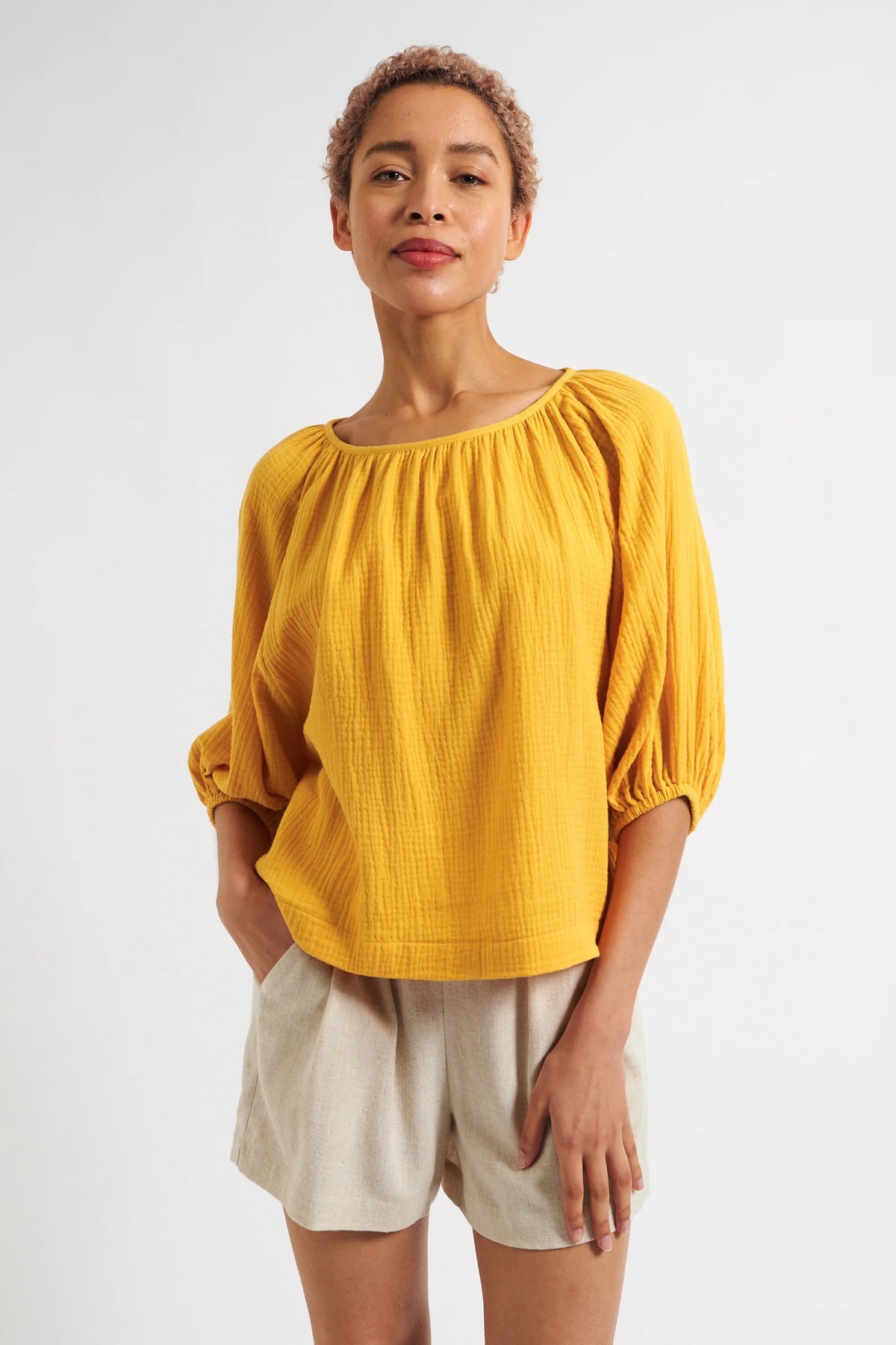 Mayanna Double Gauze Blouse - Mustard
