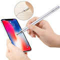 2 in 1 Stationery Writing Tools Metal Ballpoint Pen Capacitive Touch Screen Stylus Pen for Phones, Tablets (Silver)