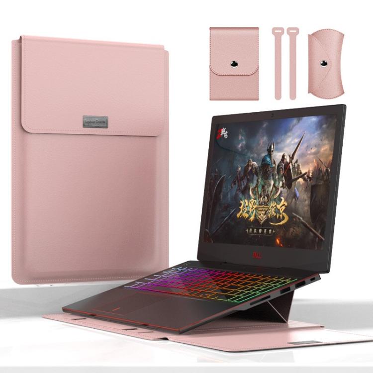 4 in 1 Universal Waterproof PU Leather Laptop Liner Bag with Handle & Stand & Pen Holder + 2 Winders + Mouse Bag + Charger Bag Set for 13  / 14 inch Laptops, 13 / 14 inch