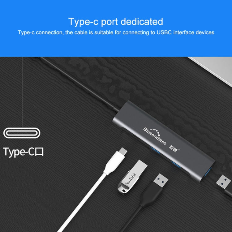 Blueendless 4 In 1 Multi-function Type-C / USB-C to HDMI + PD + Dual USB 3.0 HUB Expansion Dock, 4 In 1 HDMI + PD + Dual USB 3.0