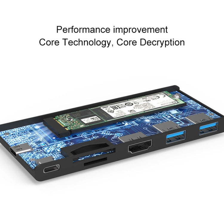 Blueendless 6 In 1 Multi-function Type-C / USB-C HUB Expansion Dock M.2 NGFF Solid State Drive