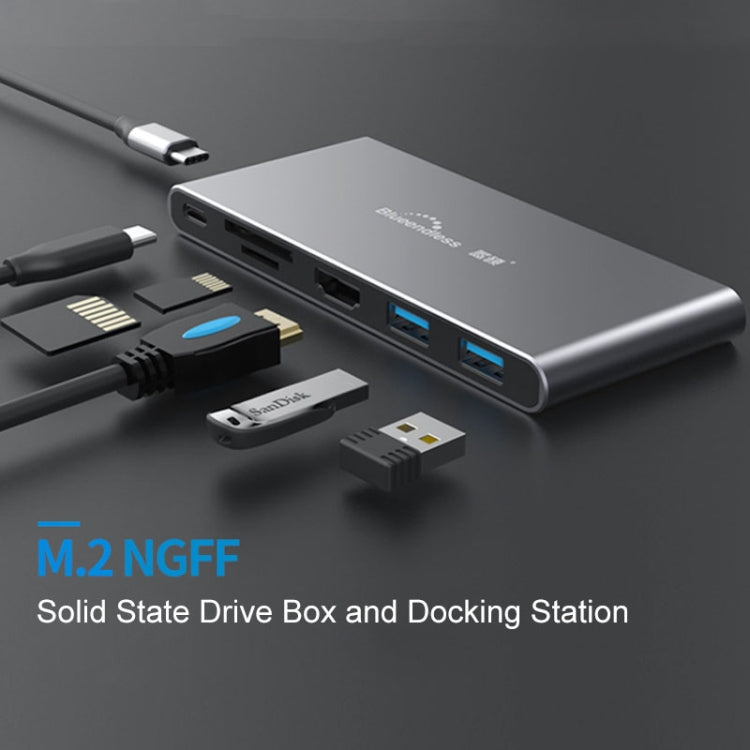 Blueendless 6 In 1 Multi-function Type-C / USB-C HUB Expansion Dock M.2 NGFF Solid State Drive